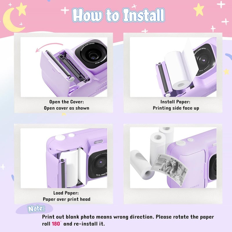 ETIKEZ Kids Instant Print Camera Paper, Thermal Printing Refill Set for Toddler Camera, Compatible with Funshot 20, HD Camera Thermal Printing Paper, 2.2" x 26ft (5.6cmx8m) Per Roll, 3 Rolls - Image 3
